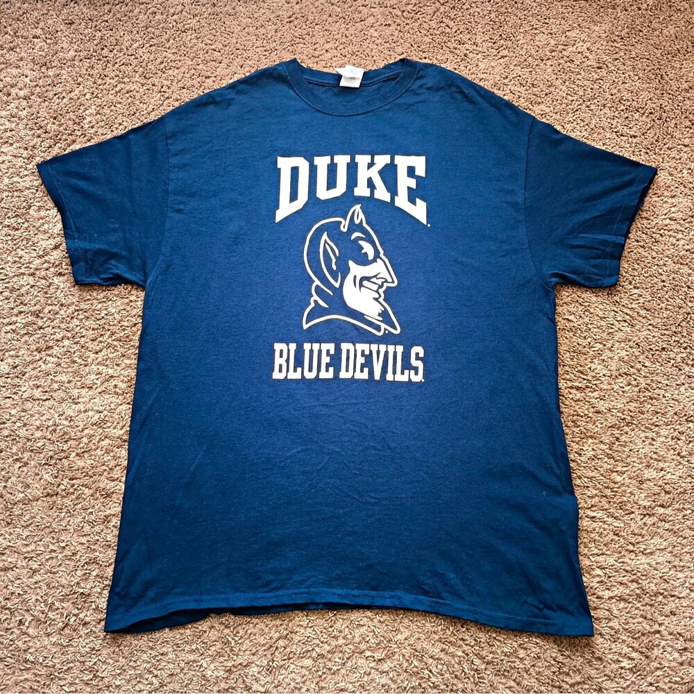 Duke Blue Devils T-Shirt Blue Heavy Cotton Men's XL Graphic Print